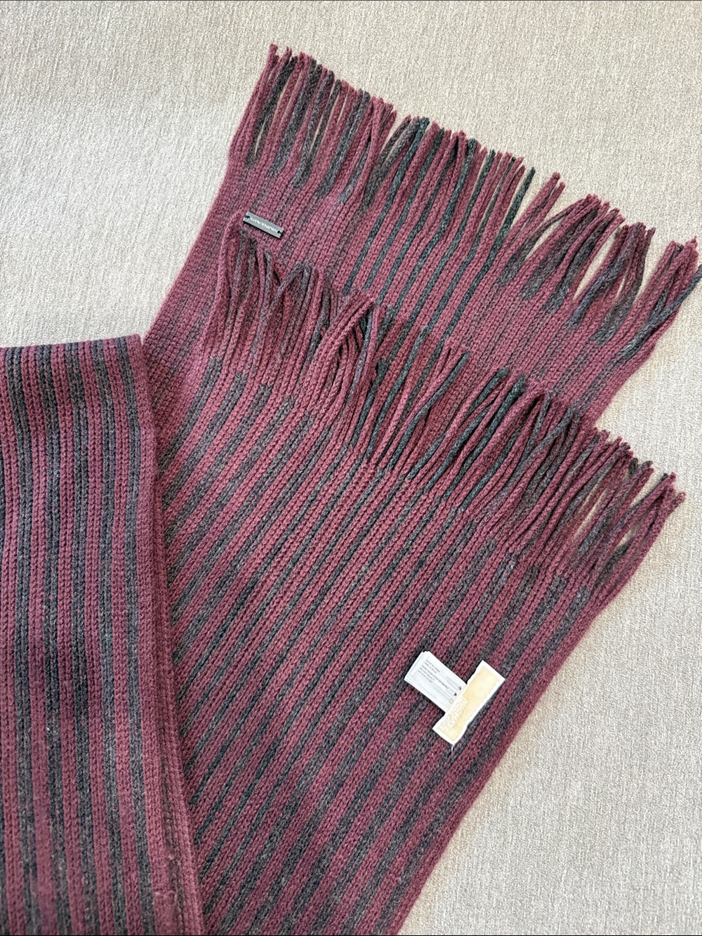 Michael Kors Knit Scarf in Burgundy and Charcoal